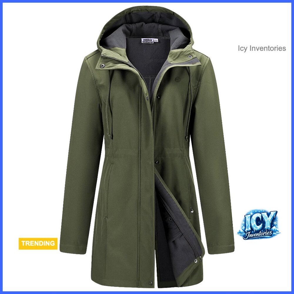 Lightweight Waterproof Fleece Lined Hooded Softshell Rain Jacket Windbreaker